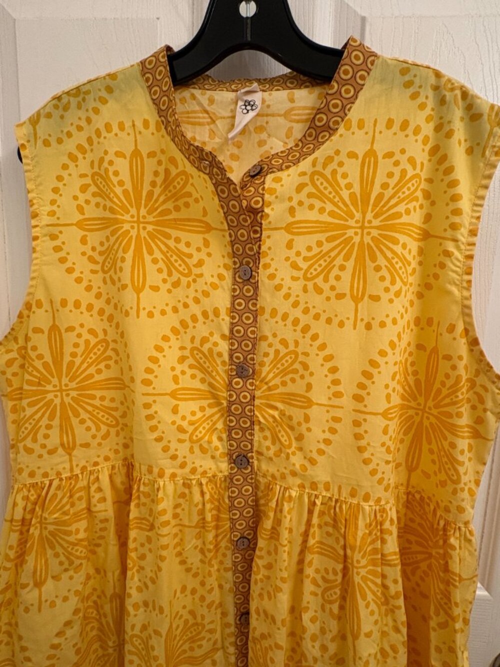 Uncle Frank Sun Kissed Yellow Dress Geometric Print Button-down Pockets size L - Picture 3 of 5